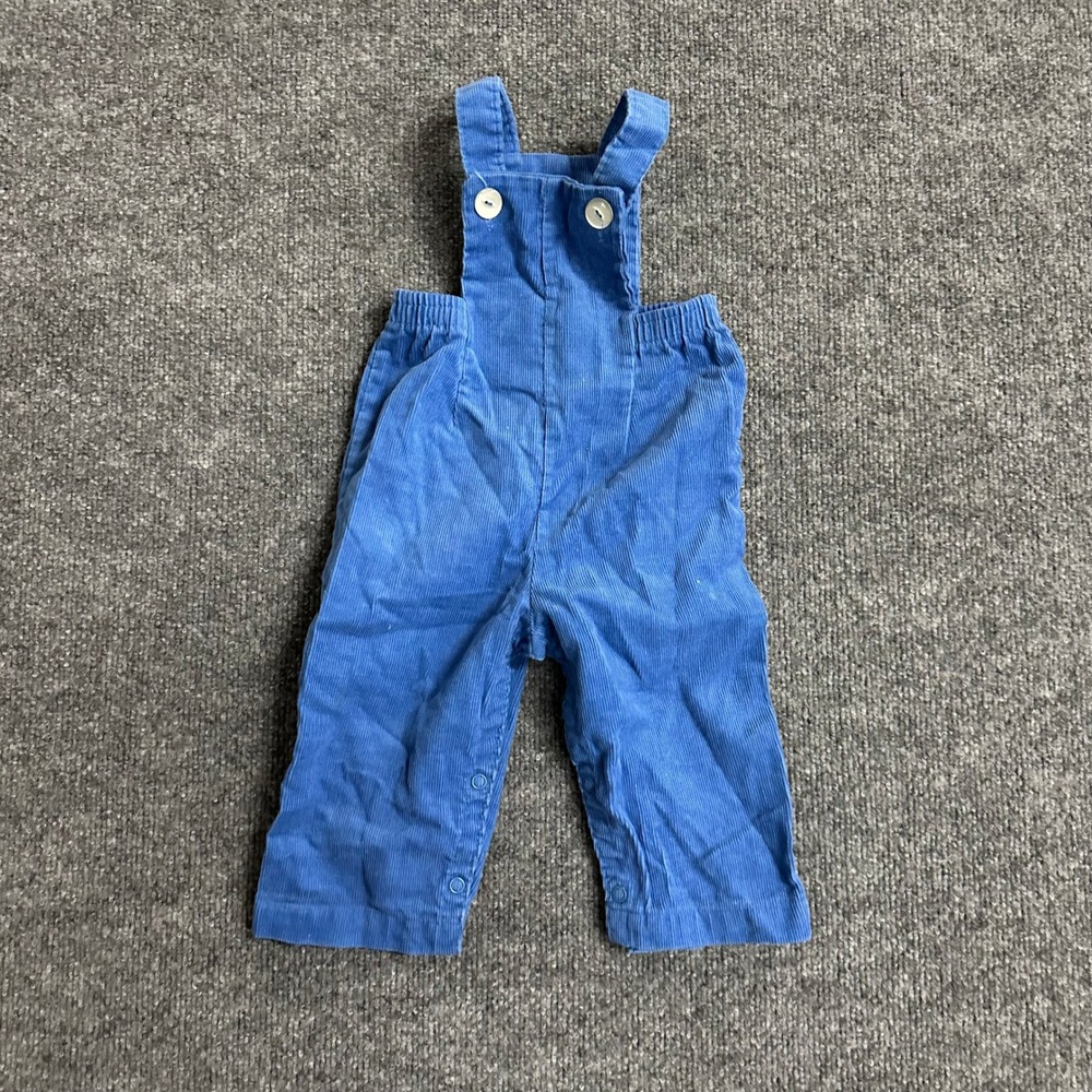 Buster Brown Overalls Baby Size 12 Months Blue Corduroy Vintage Snap Leg Casual